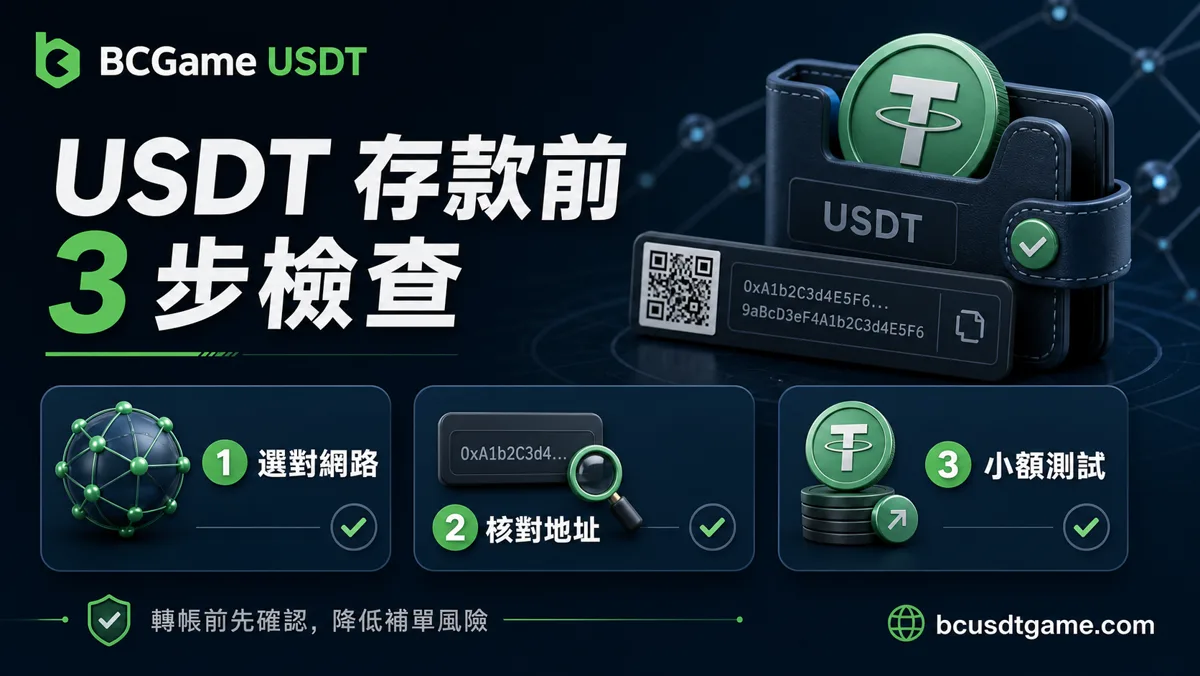 USDT 存款前 3 步檢查：選對網路、核對地址、小額測試