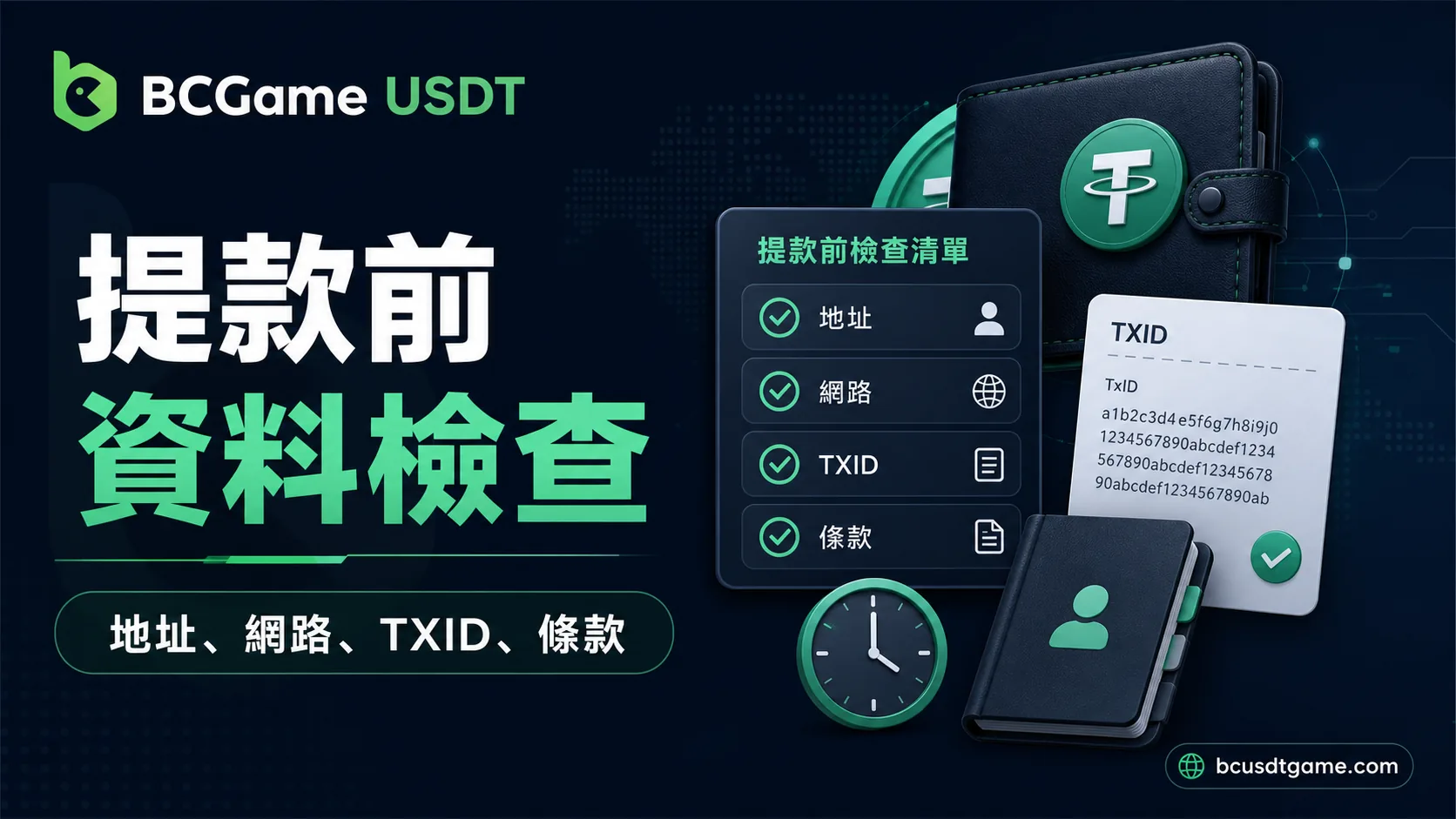 USDT 提款前資料檢查：地址、網路、TXID 與條款一次確認